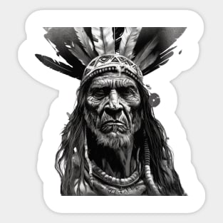 Ayahuasca And the Old Shaman Black and White Sticker